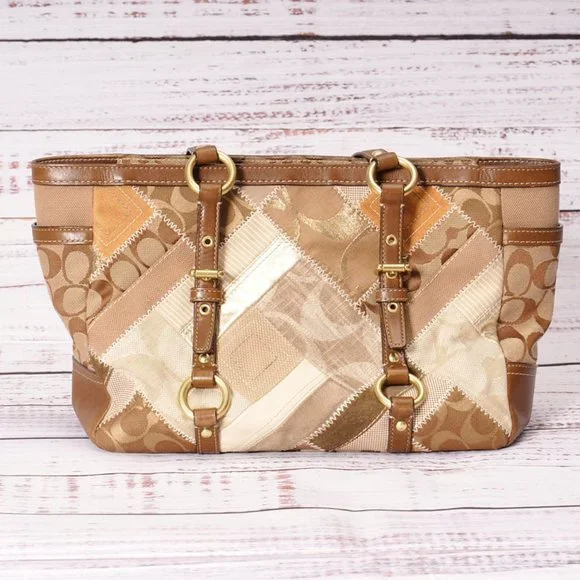 Coach | Bags | Coach Signature Patchwork Brown Khaki Shoulder